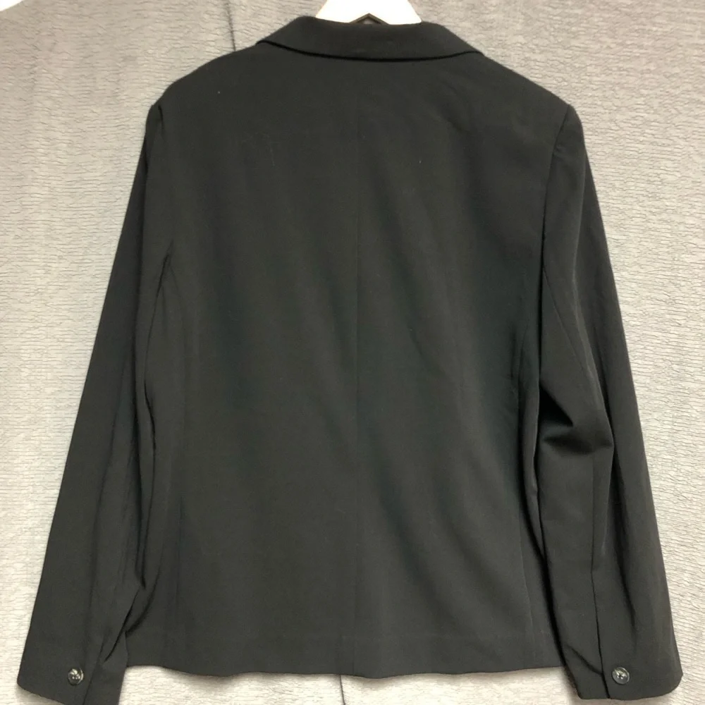 Rafaela 16 black Ponte knit jacket with three buttons pit to pit 22